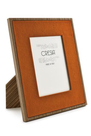 Portafoto in Legno e Pelle Arancio